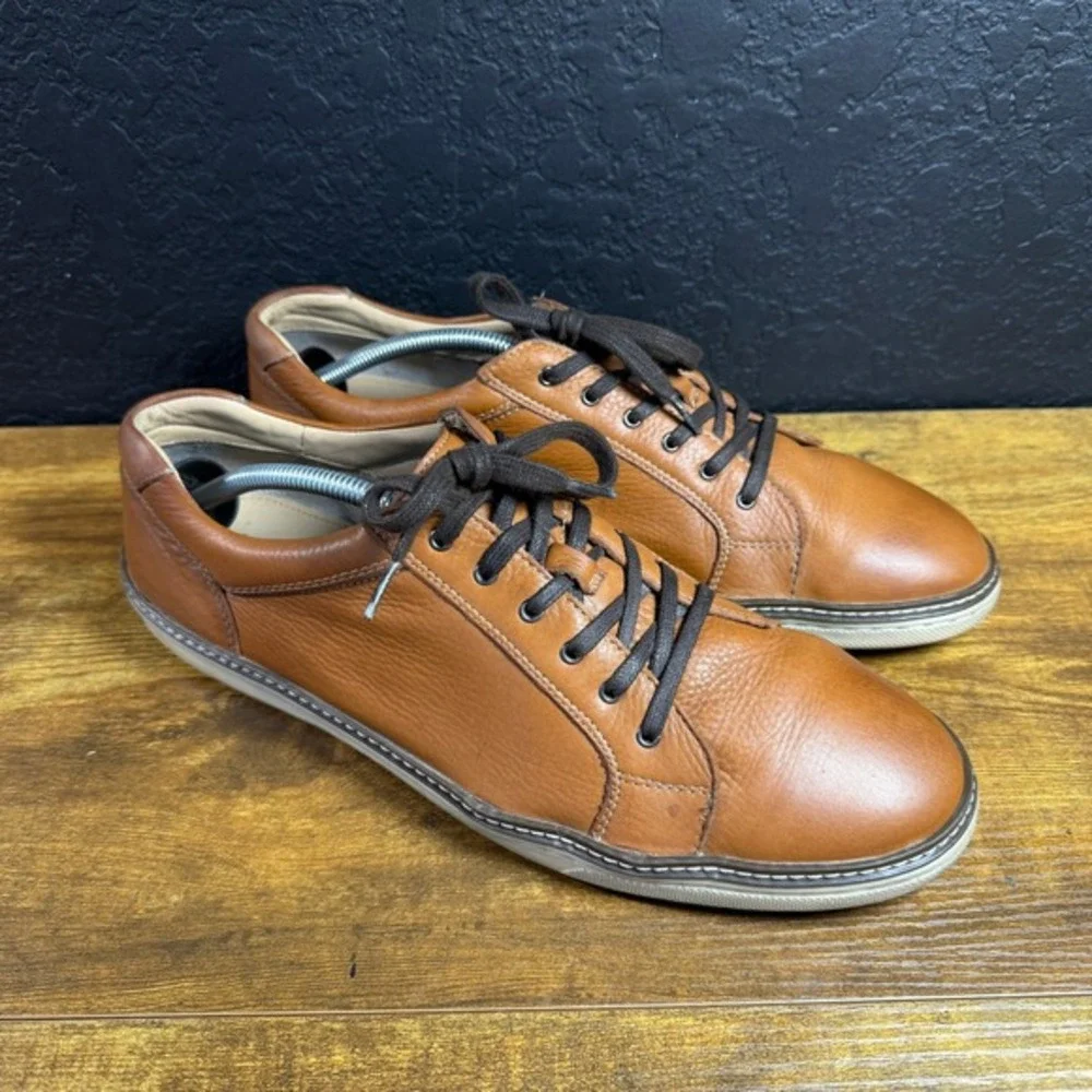 Johnston & Murphy J&M 1850 Prentiss 25-3210 Tan‎ Leather Sneakers Mens Size 12M